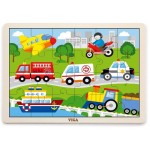 24 pc Viga Puzzle Wooden - Vehicles